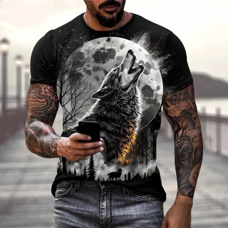 Wolf 3D Print Short Sleeve T Shirt for Men and Women