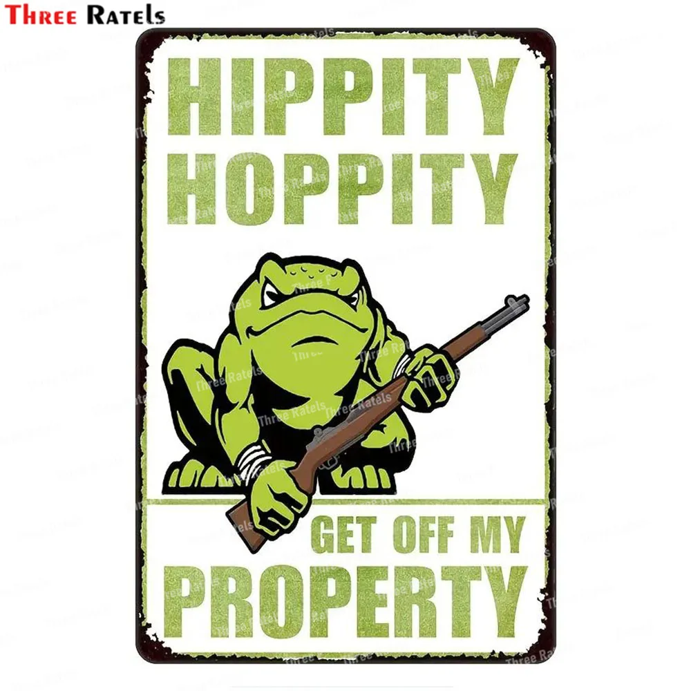 

Three Ratels K505 Private Property No Trespassing Funny Sign Frog Posters Retro Tin Signs For Bar Garage Wall Decor