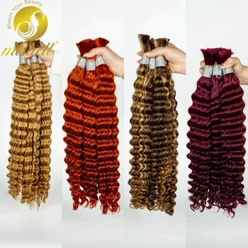 Deep Wave Bulk Human Hair for Braiding No Weft 100% Virgin Hair 26 28 Inch Curly Human Braiding Hair Extensions for Boho Braids 1