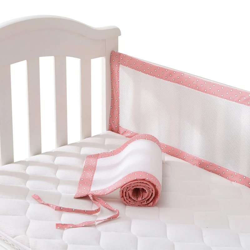 

Бампер для детской кроватки Классический дышащий сетчатый подкладка для детской кроватки для девочек безопасный розовый Бампер для детской кроватки 130*30 см