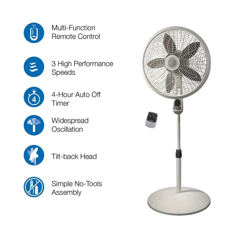 Lasko 18 3-Speed Oscillating Cyclone Pedestal Fan with Remote and Timer,  1843, Black fan cooling - AliExpress