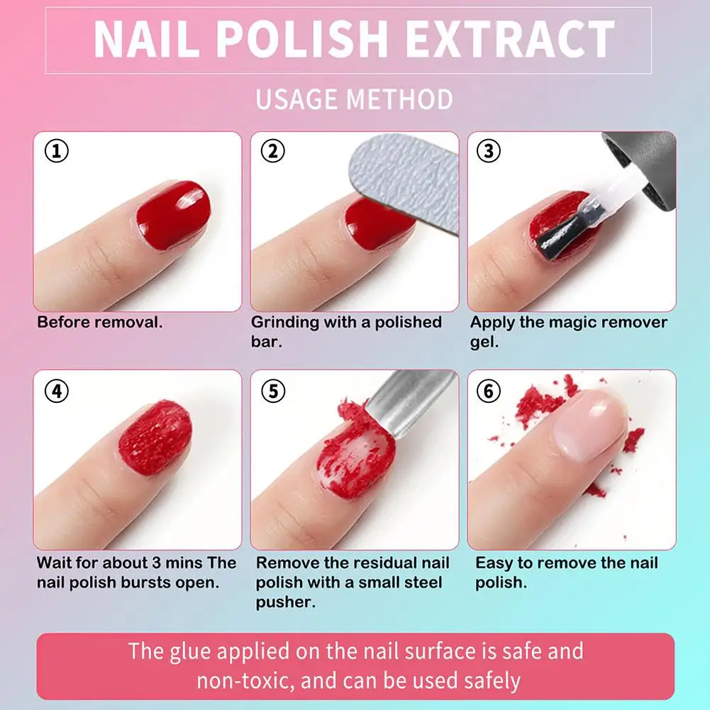Nail Polish Remover Magic Fast Remover Nail Gel Polish Clean Liquid Semi-permanent Gel Delete Nail Polish Art Removal Tools 15ml