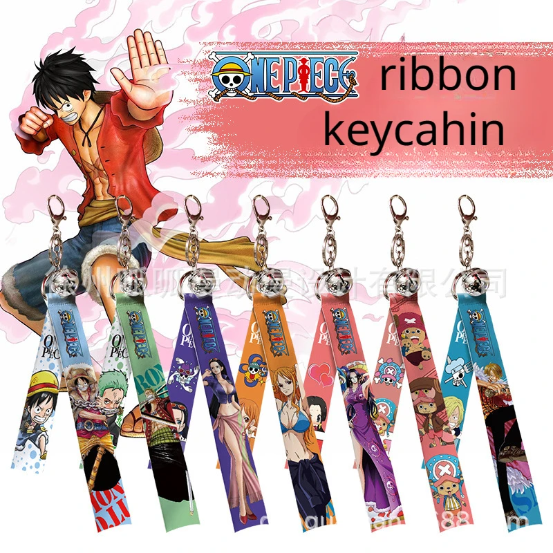 

Anime KeyChain ONE PIECE Cartoon Strap Keychain for Car Motorcycle Pendant Key Ring Holder Wrist Strap Hang Rope Keychains Gifts