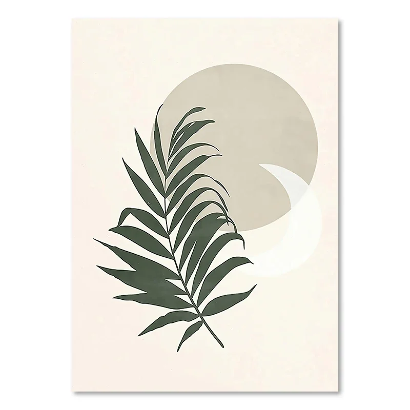 Pósteres de arte de pared bohemio con hojas, sol, luna, galería geométrica abstracta, pintura en lienzo e impresiones, imágenes para la decoración del hogar de la sala de estar
