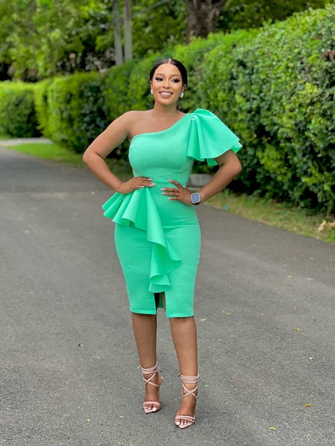Ngozi One Shoulder High Waist Ruffles Peplum Bodycon Dress
