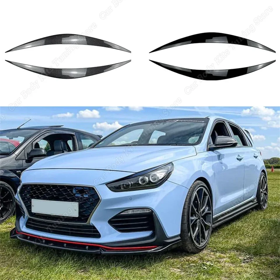 Garnitures Sourcils/Paupières Phares Pour Tesla Model 3 & Model Y (2017-2023) - ABS Noir Brillant, Style Carbone - 9