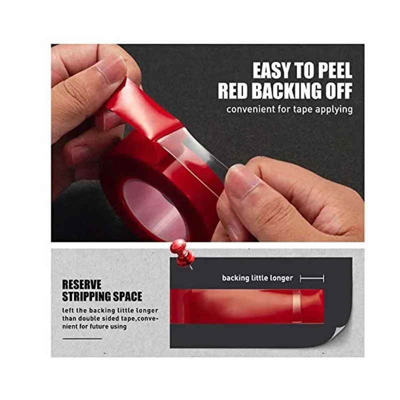 폭 8mm 양면 테이프 강력한 고정 투명 테이프 방수 고강도 고강도 흔적 없음 접착 스티커