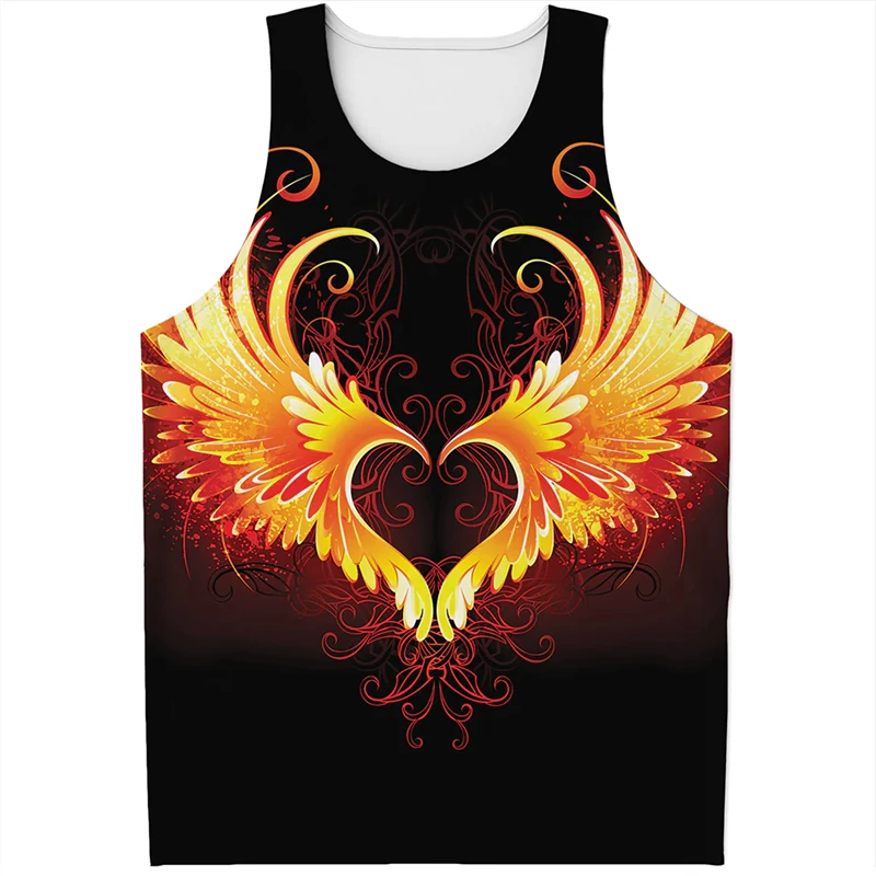 Trend Angel Devil Wings Pattern Tank Tops Summer Fashion Streetwear Cool Mens 3D Printed Sleeveless T Shirts Loose Hip Hop Vest