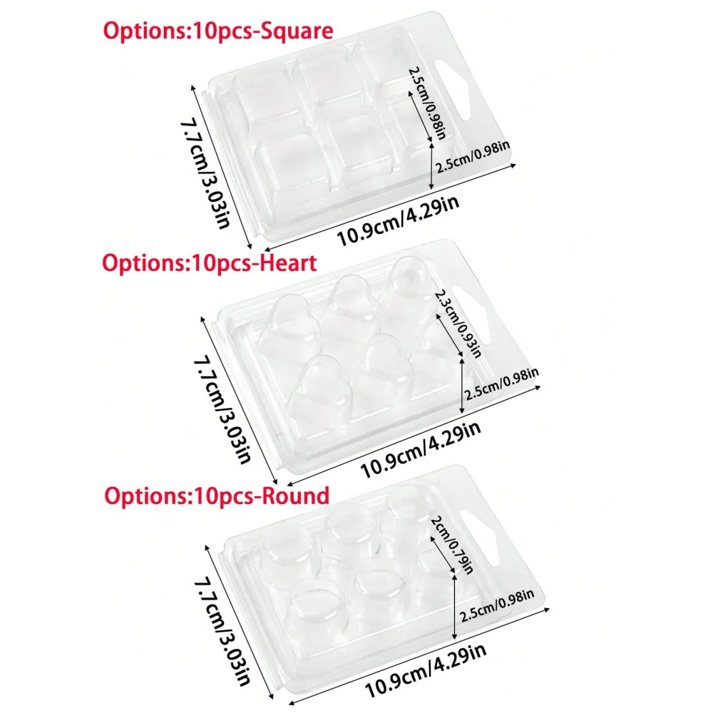 Silicone Candle Mold Aromatherapy Candle Mold Silicone Candle Molds Candle Mold Beeswax Mold Cylindrical Candle Mold 10pcs Wax Melt Mold Wax Melt Clam Shell Mold Square 6-Cavity Transparent Plastic Cube Tray for Candle Making And Soap