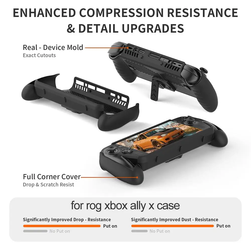ROG Xbox Ally TPU Grip Case - Full-Body Protective Cover with Adjustable Kickstand and Ergonomic Design