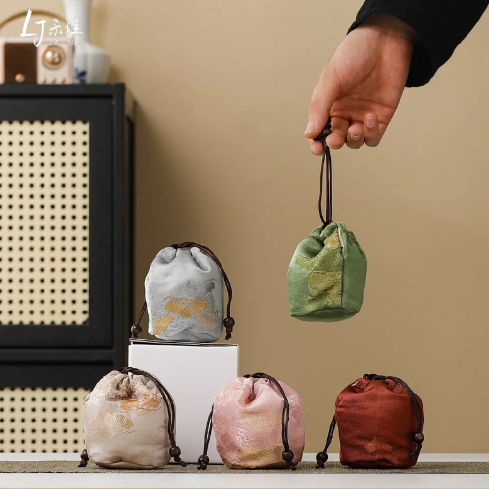 Chinese Style Teacup Drawstring Cloth Pouch Multifunctional Portable Small Item Pouch Practical Exquisite Teaware Storage Bag