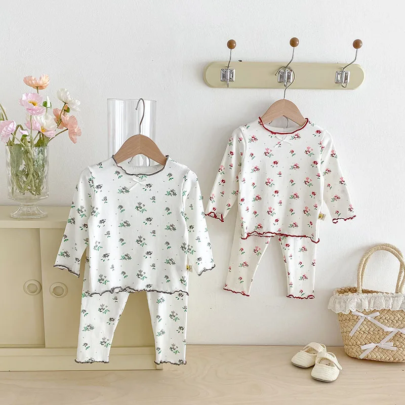 Description Picture 6 of itemMILANCEL New Autumn Baby Pajama Set 3M-3T Cute Flower Infant Girls Household Clothes Toddler Thin Loungewear 2PCS