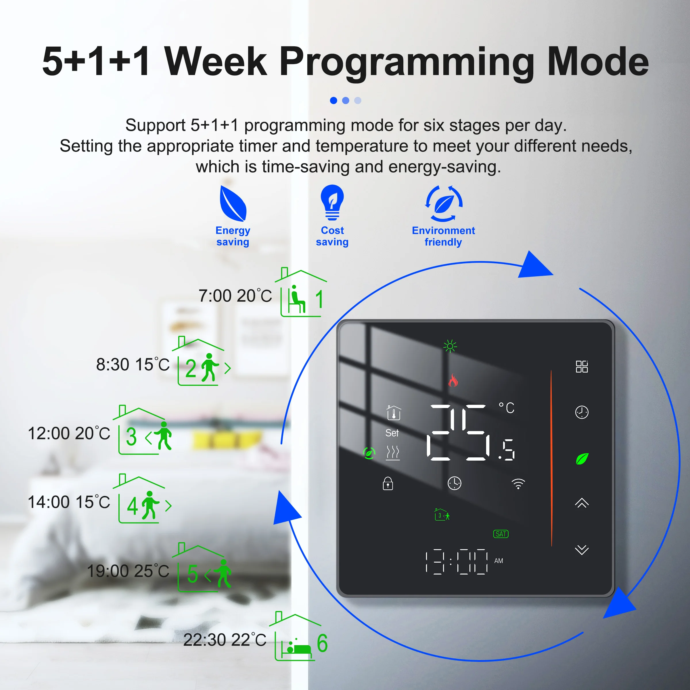 Engine Coolant Thermostat Tuya Smart Heating Thermostat WiFi Electric/Water/Gas Boiler Underfloor Heating Temperature Controller Supports Alexa Hey Google