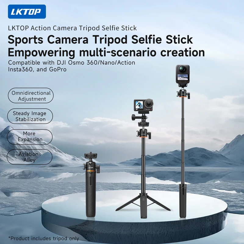 DJI Osmo360 Nano Action5 Pocket3 GoPro 13 12 Insta360 X5/4/3 Acepro 카메라용 셀카봉 핸들 확장 메탈 삼각대 액세서리