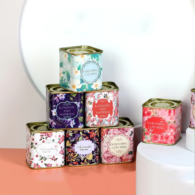 Sealed Storage Box Square Teaware Tea Leaf Can Jar Tin Iron Candy Can Vintage Jewely Box Kitchen Coffee Sugar Container tea tin box tea canister