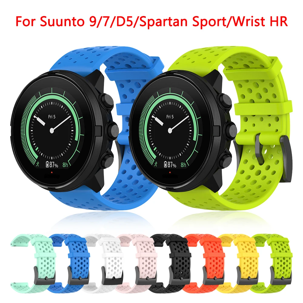 

Ремешок силиконовый 24 мм для смарт-часов Suunto 9 9 Baro, браслет для спортивных смарт-часов Suunto D5 7 Spartan HR Baro, дышащий браслет