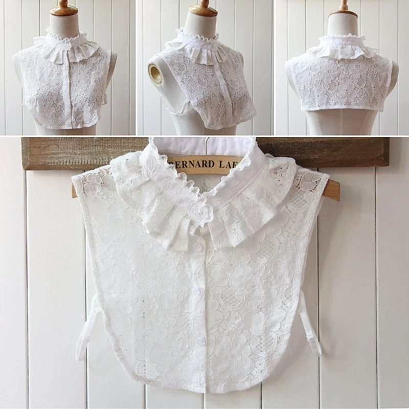 

Women Color Lace Detachable Lapel Choker Necklace Shirt Fake False Collar
