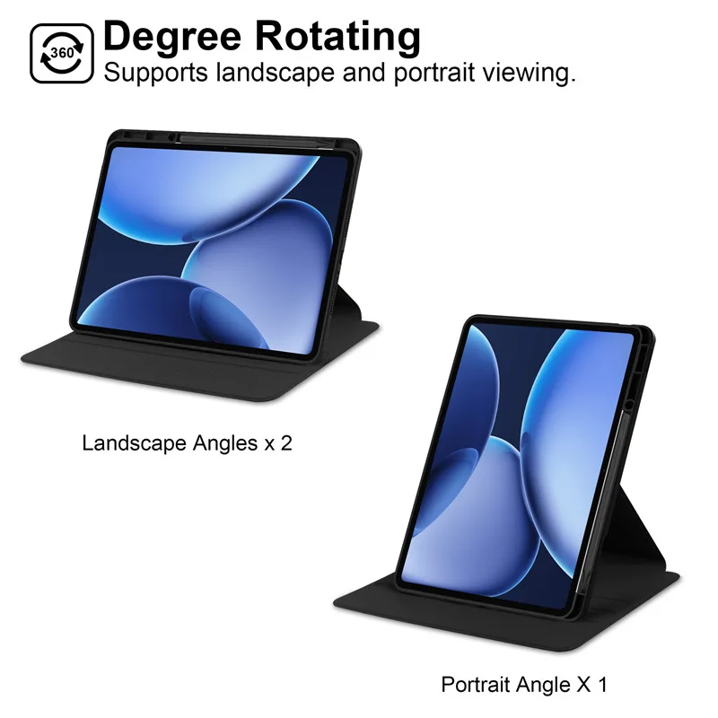 Enhanced Acrylic Rotating Stand Tablet Case with Pencil Holder, 13.2-inch, 2025 Edition