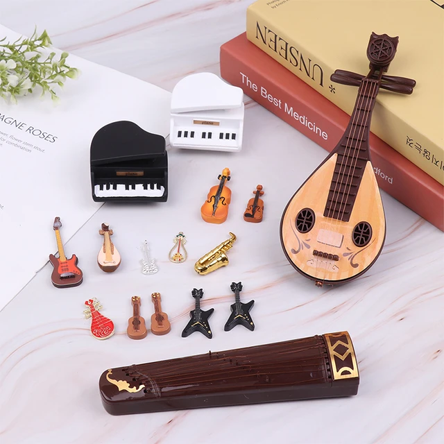 1Set Dollhouse Miniature 1:12 Scale Guitar With Stand Doll House