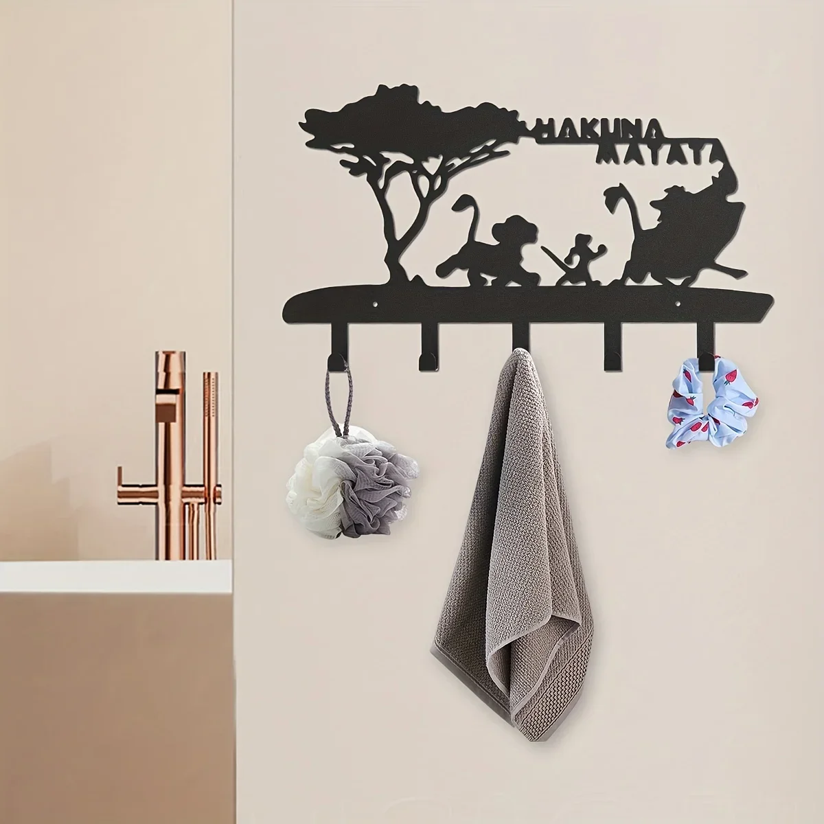 Metal Wall Key Holder Key Hooks for Wall Decorative Key Holder Wall Mounted With 5 Hooks Black Metal Organizer Rack Hanger Home Decor