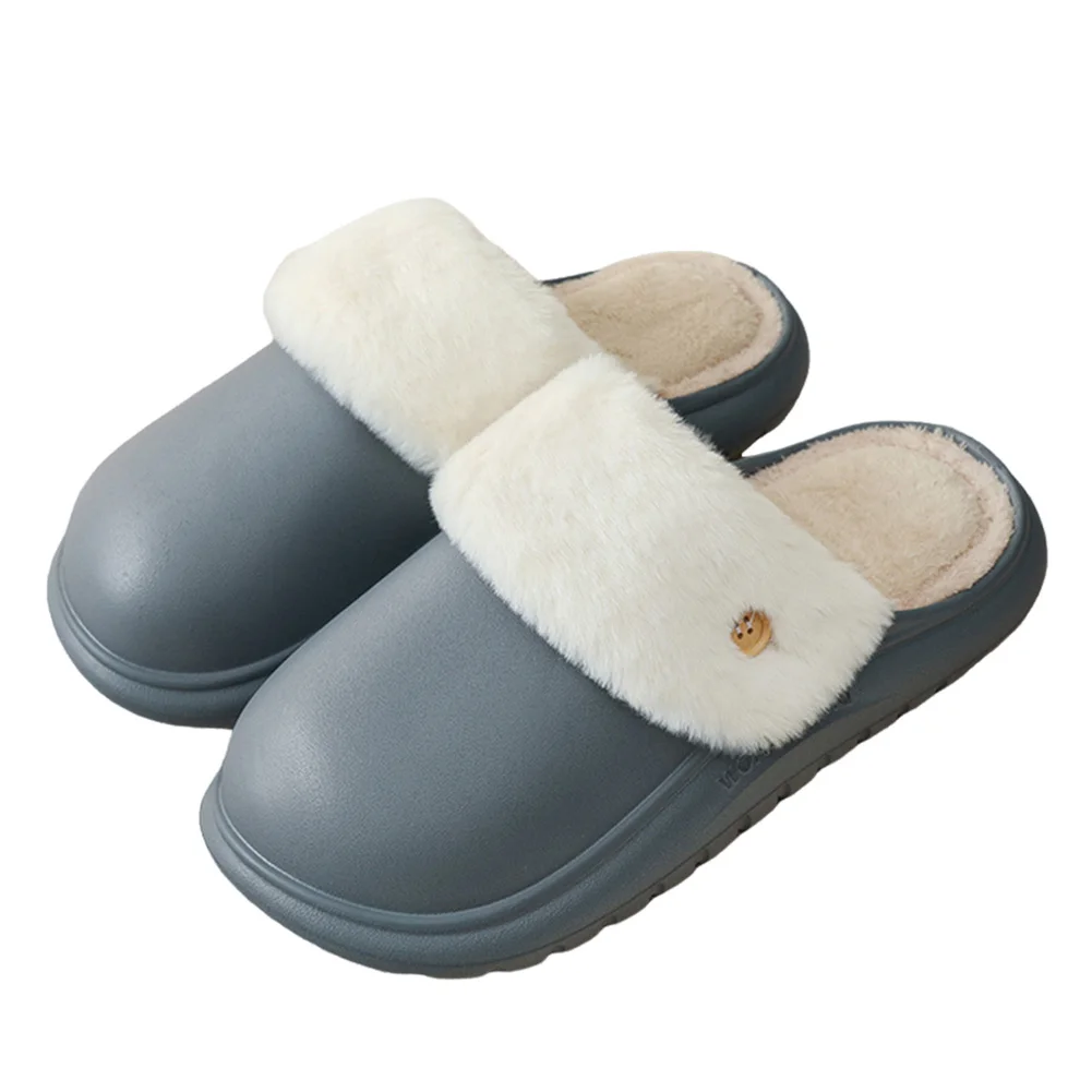 Women's Men's Warm Winter Slippers Waterproof Slippers Fur Lined Cotton Comfy Fuzzy for Indoor Outdoor