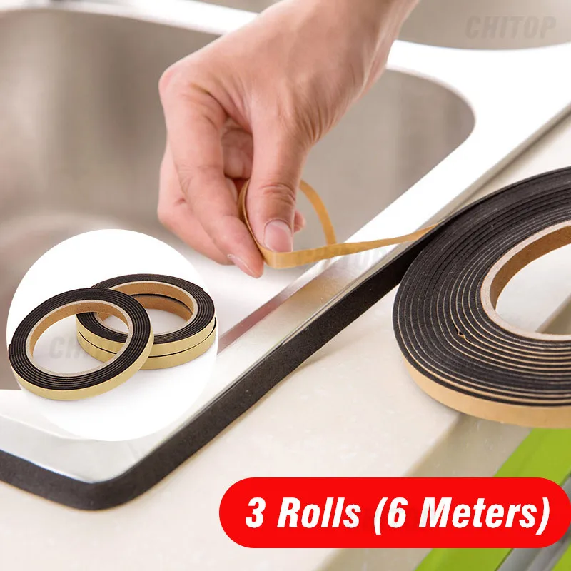 3-Pack Waterproof Kitchen Gap Sealing Tape - Dustproof & Anti-Flouring Strip