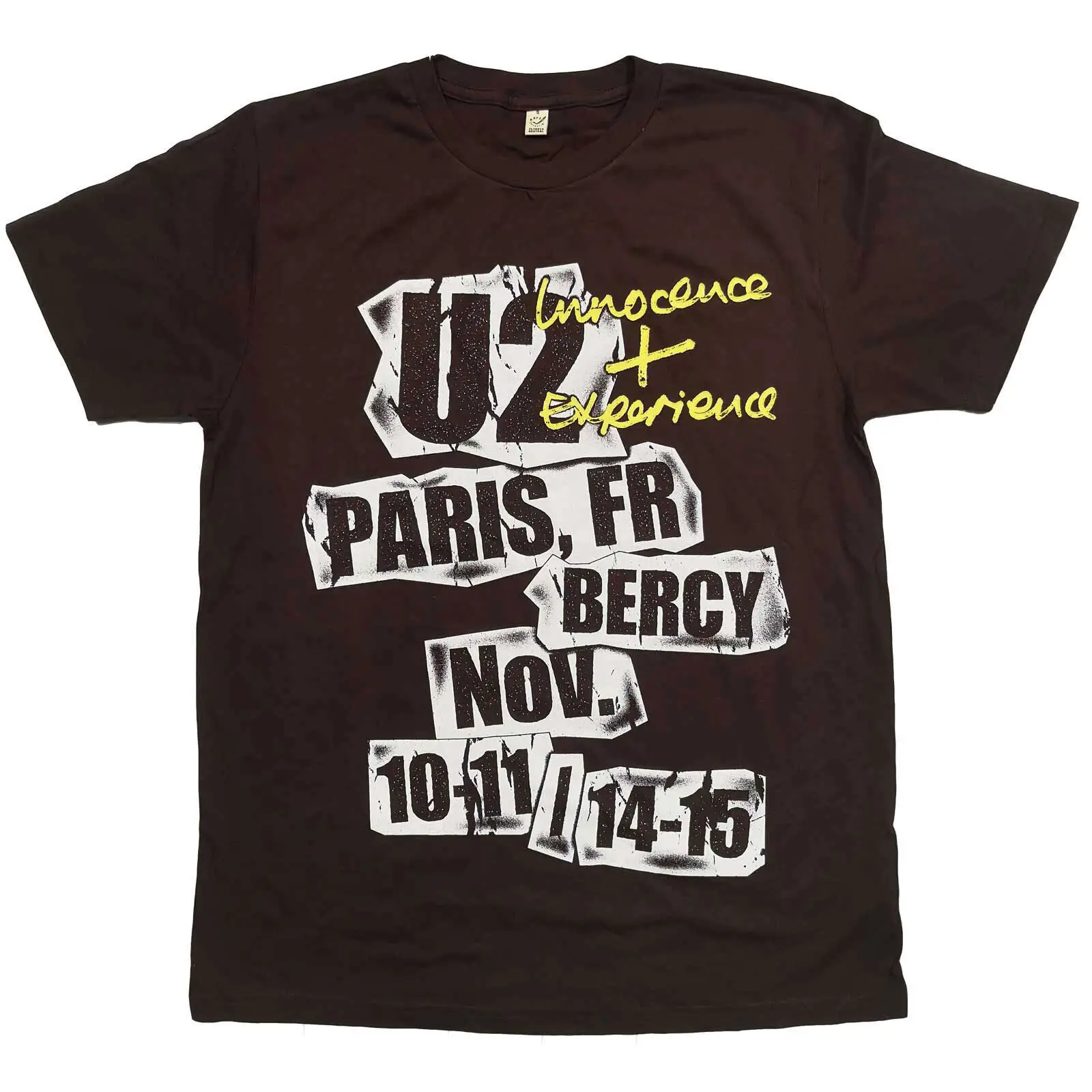 T-Shirt U2 I + E Paris Event 2015 Da Uomo X-Large Brown