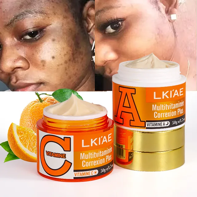 Crème visage éclaircissante LKIAE Vitamines C, Vitamines A, réduit les taches brunes, nettoie la peau, crème visage jour et nuit pour tous types de peaux 1