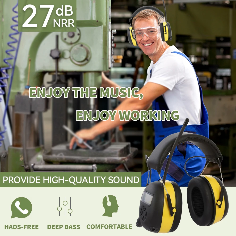 ARMNEXT R10 Radio Hearing Protection Headphones Headphones 27dB NRR Noise Reduction Safety Earmuffs for Mowing Work electronic earmuffs noise cancelling headphones