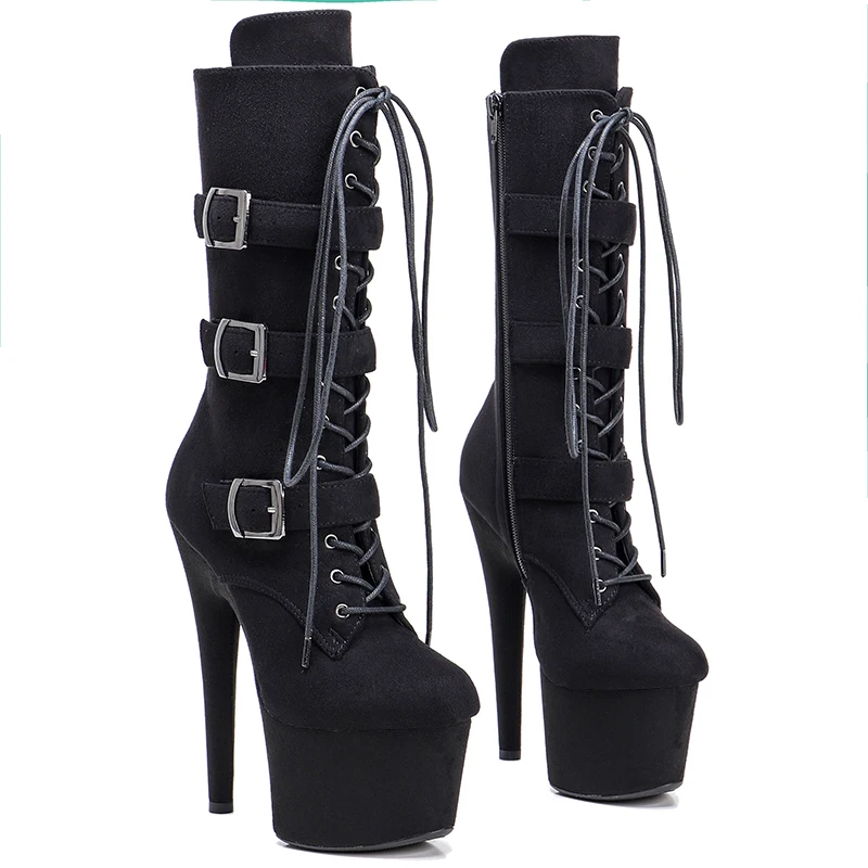 

LAIJIANJINXIA New Fashion Suede Upper 17CM/7inches Pole Dancing Shoes High Heel Platform Women's Modern Boots 071