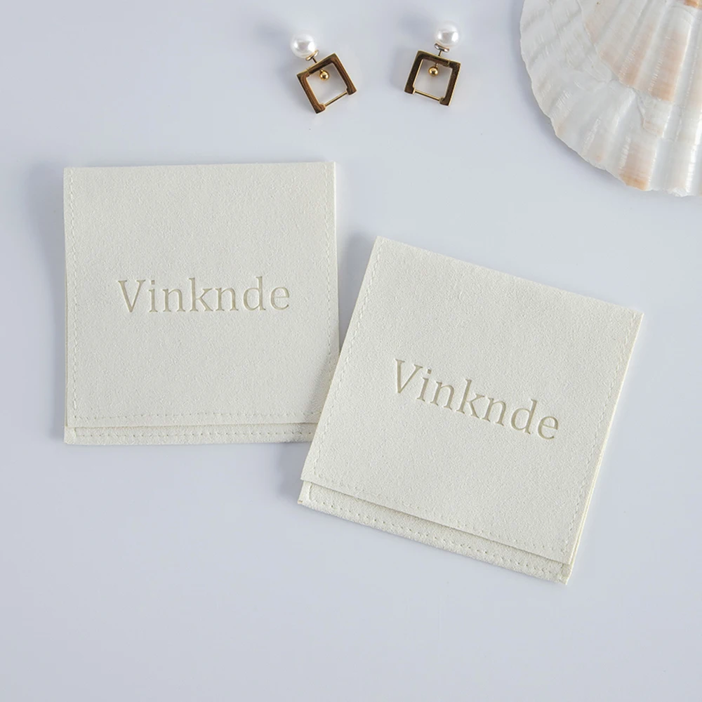 50pcs Bulk Jewelry Gift Bags Personalized Logo Size Microfiber Wedding Favors Earrings Storage Packaging Envelope Suede Pouches