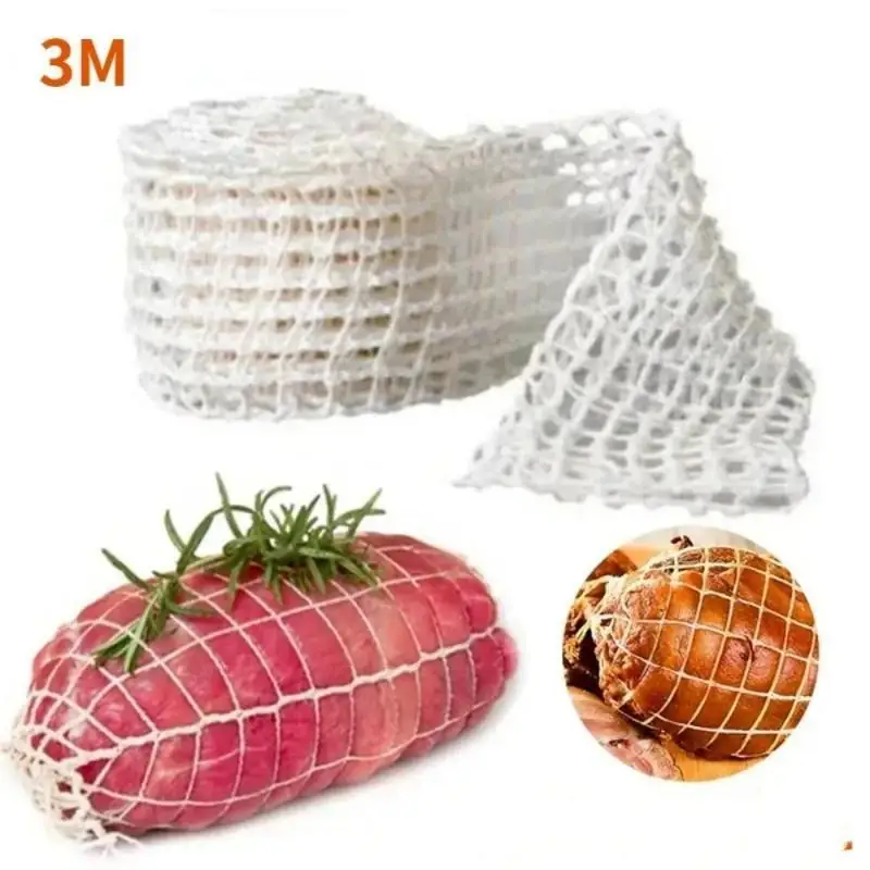 3M Meat Cotton Mesh Bag Ham Sausage Mesh Pork Roll Rope Sausage Cover Meat Cooking Tools Hot Dog Ham Elbow Fixed Bag
