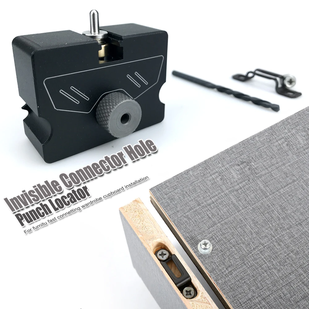 New Woodworking Invisible Connector Hole Punch Locator For Furniture Fast connectting Wardrobe Cupboard Installation portable installation jig wardrobe cabinet handle puncher locator aluminum alloy jig for household diy woodworking tool