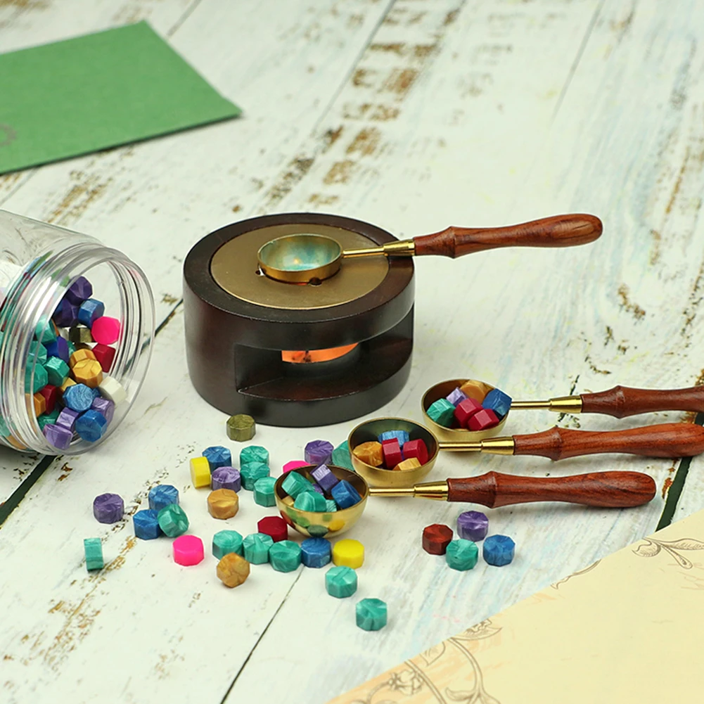 Retro Wax Seal Furnace Stove Wood Sealing Wax Spoon for Heating Melting Making Wedding Invitation Scrapbook Sealing