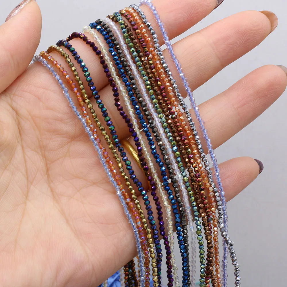 Natural Stone Beads 2mm Small Round Mix Color Faceted Loose Spacer For Jewelry Making DIY Bracelet Necklace Accessory 38cm