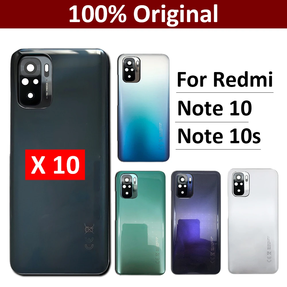 

10Pcs/Lot, Original For Xiaomi Redmi Note 10 / Note 10s Back Battery Door Rear Housing Cover Case With Camera Glass Lens