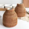 Nordic Style Rattan Vase,Japanese style Porcelain Flower Vases,Tabletop Plants Pot Terrarium for Plants Living Room Home Decor 1