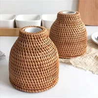 Nordic Style Rattan Vase,Japanese style Porcelain Flower Vases,Tabletop Plants Pot Terrarium for Plants Living Room Home Decor 1