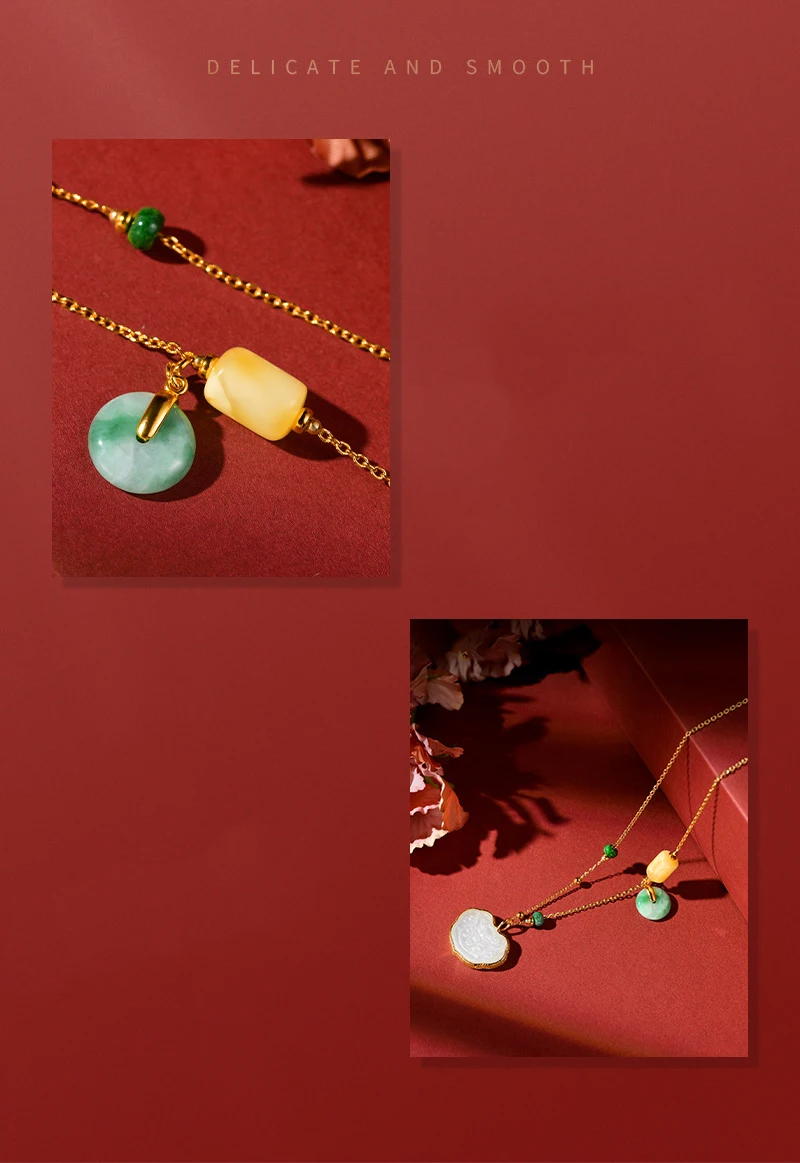 Natürliche DIY Chinesische Ästhetische Schlüsselbein Halskette Hetian Weiße Jade Ruyi Anhänger Exquisite Nische Für Frauen – Detail 4