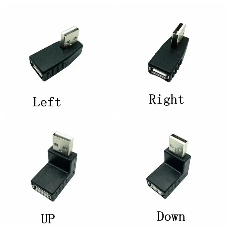 

90 Degree Left /Right /Up/Down Angled Bending USB 2.0 A Male to Female Adapter Extension Connector for Computer Notebook