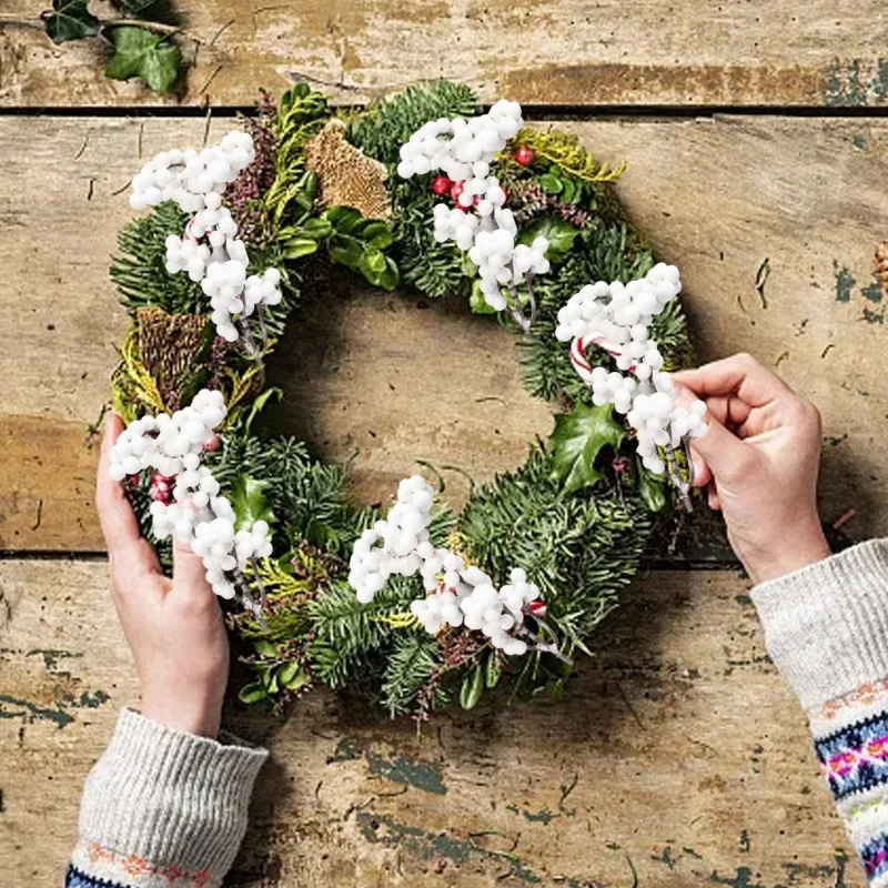 Ramo di bacche artificiali primaverili da 67 cm con foglie per la decorazione domestica di Natale Disposizione floreale Fotografia Prop Decorazioni