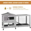 Bunny Cage Indoor and Outdoor Rabbit Hutch with Casters Waterproof Roof, Pull Out Tray from Back and Front 3