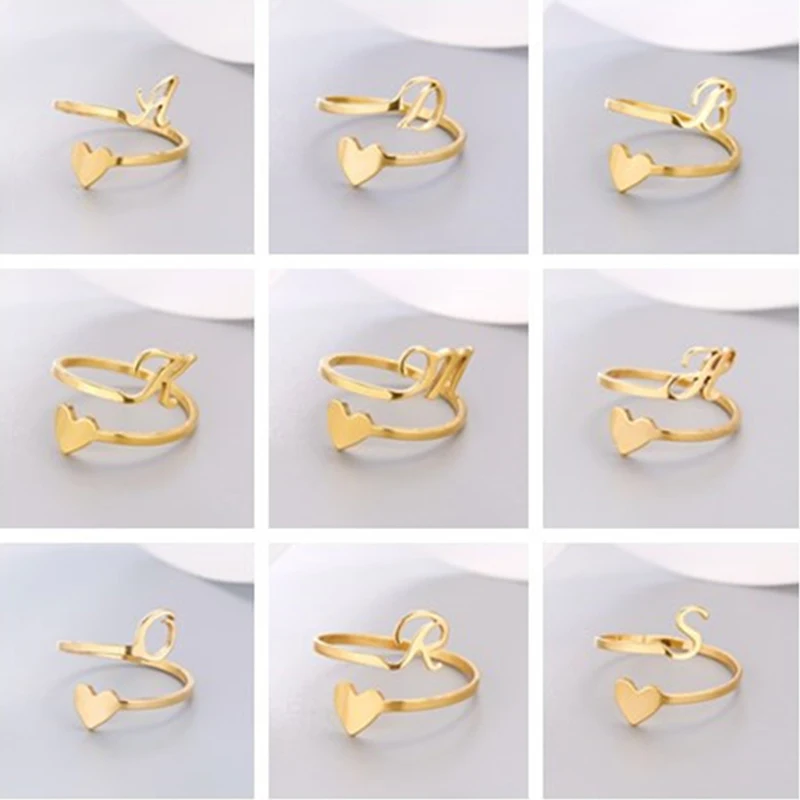Letter Hart Open Ring Stainlesssteel 1