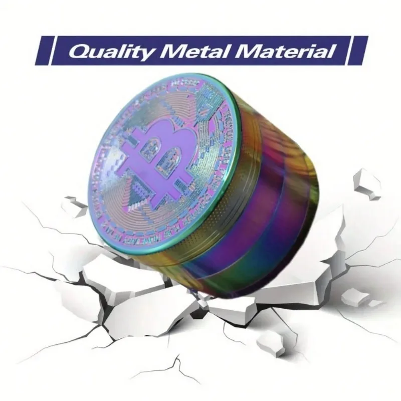2.48 Inch Bitcoin Herb Grinder 4-layer Manual Tobacco Grinder Zinc Alloy Mortar Cigarette Cigar Grass Mills Smoking Accessories