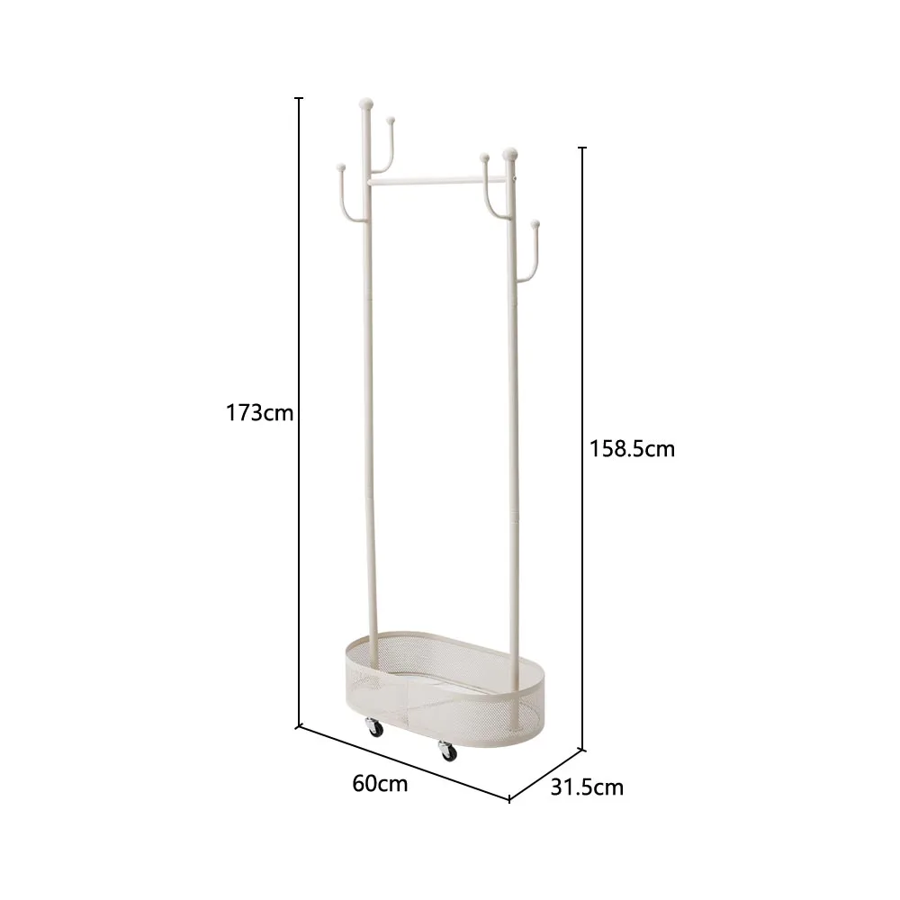 Small Floor-standing Coat Rack for Home BedroomClothes Rack with Wheels,60cmW x 31.5cmD x 173cmH