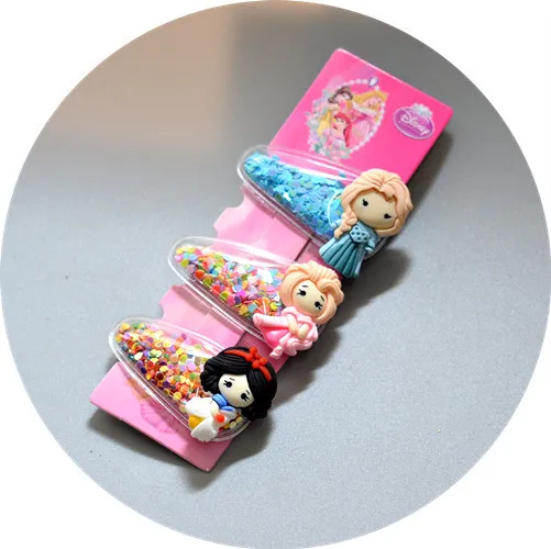 3pcs Disney princess children hair clip Frozen Elsa cartoon Hairpin girl doll Accessory baby jewelry head hoop Minnie hair clip