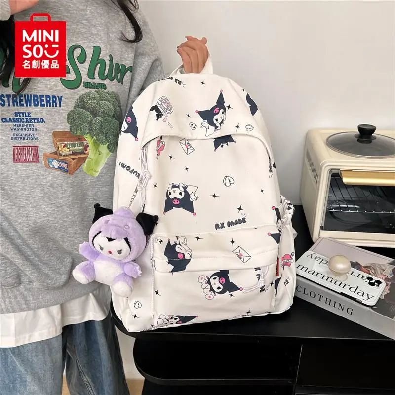 

MINISO Sanrios аниме Kuromi Новый мультяшный милый рюкзак кавайная японская простая школьная сумка большой емкости рюкзак с принтом