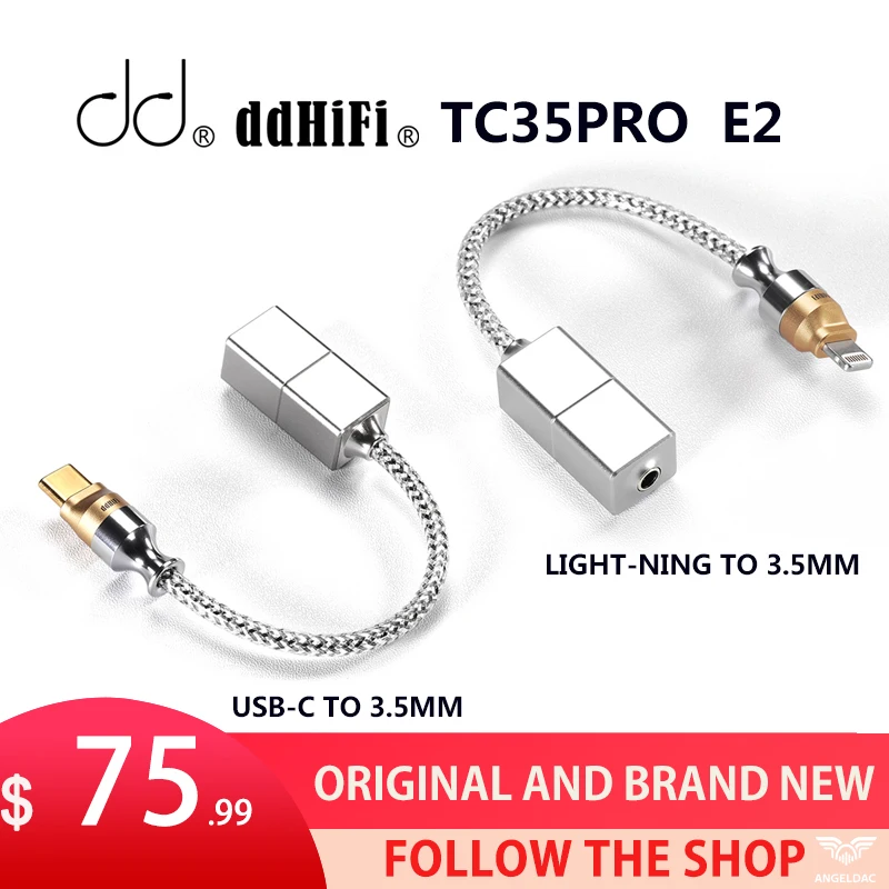 

DDHiFi TC35Pro 2nd Gen Eye2 (E2), USB-C / Light-ning to 3.5mm DAC Dongle, CS43131/ES9603Q Chips, 32bit/384kHz PCM / Native256