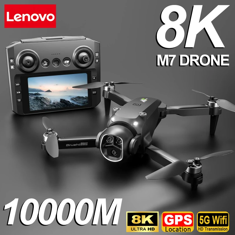 Drone GPS Lenovo M7 8K en vol avec évitement d'obstacles actif