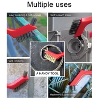 Mini Brush Set Of Three Kitchen Brushes For Cleaning Rust Removal, Paint Scrubbing Wire Brush Set Double-Ended Cleaning Pick 2